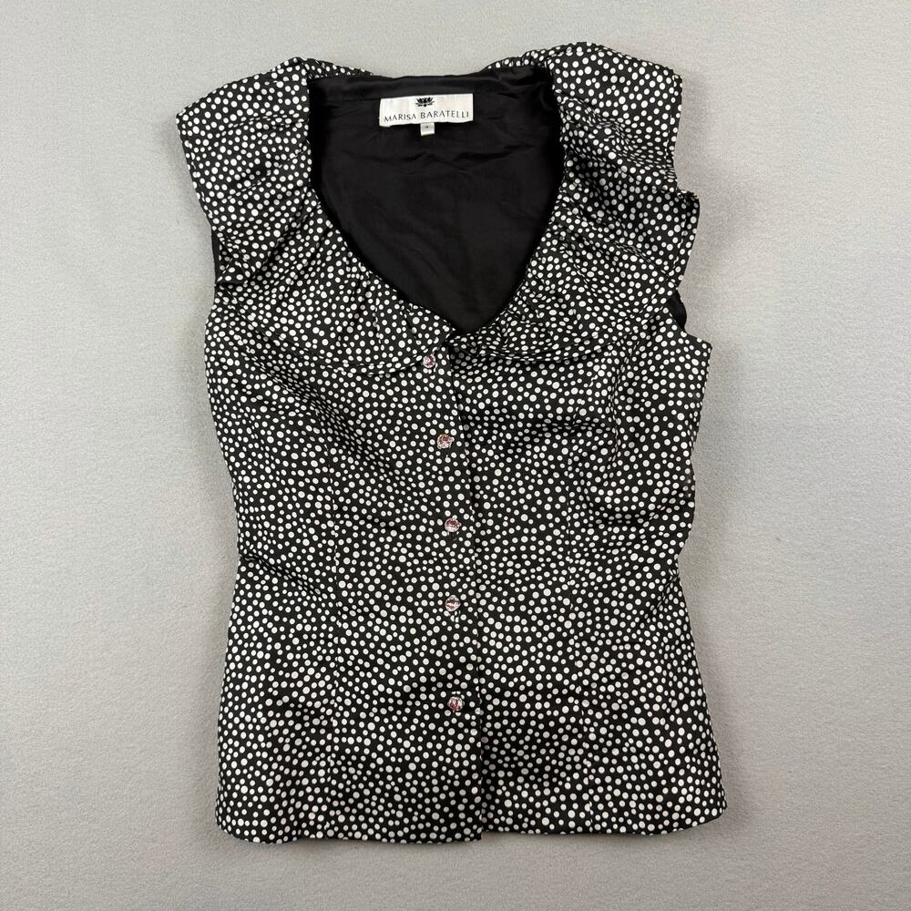 Marisa Baratelli 100% Silk Polka Dot Top Size 4